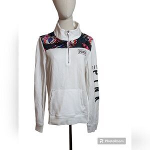 Victoria's Secret Pink Tropical White Quarter Zip